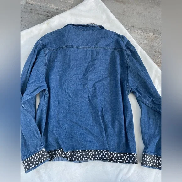 Vintage light Denim Shacket with Dogs and Polka Dots - Picture 5 of 5
